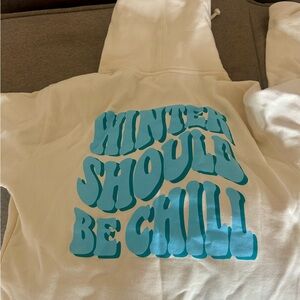 Loverboy Winter Should Be Chill Cream White Hoodie Sweatshirt